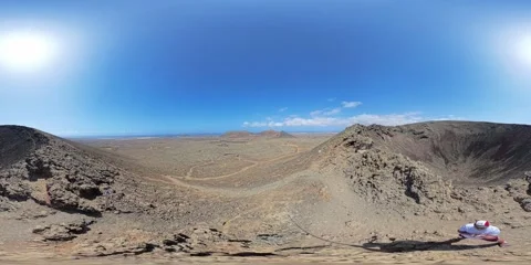 Immersive 360 VR view of Calderón Hondo crater, Fuerteventura 库存影片 312902023