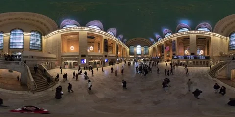 Immersive 360 vr walk inside grand central station, new york, 8k resolution Stock Footage 301097164