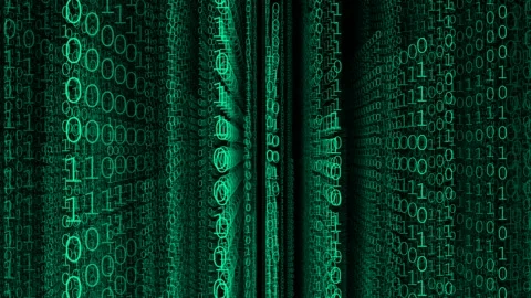 Immersive 3D Binary Code Tunnel - Abstract Digital Data Flow 库存影片 339181859