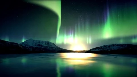 Immersive 4K animation capturing the mystical allure of the Aurora Borealis in Vídeos de archivo 334658803
