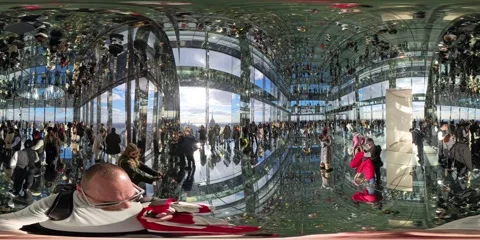 Immersive 8k 360 vr high angle walking pov of summit one vanderbilt, nyc Stock Footage 301017908