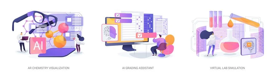 Immersive AI Tools for Learning abstract concept vector illustrations. Stock Illustration