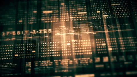 Immersive Data Matrix Display, Dynamic Information Network Simulation Video stock 253692764