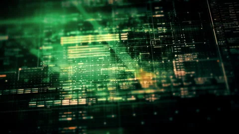 Immersive Data Matrix Display, Dynamic Information Network Simulation Stock Footage 253694113