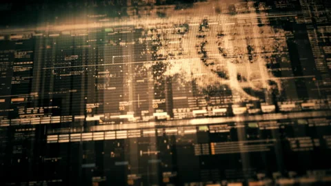 Immersive Data Matrix Display, Dynamic Information Network Simulation Video stock 253697199
