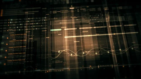 Immersive Data Matrix Display, Dynamic Information Network Simulation Vídeo Stock 255479670