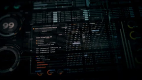 Immersive Data Matrix Display, Dynamic Information Network Simulation 스톡 동영상 255479880