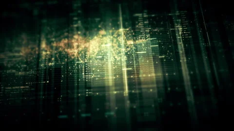 Immersive Data Matrix Display, Dynamic Information Network Simulation Vídeo Stock 255479930