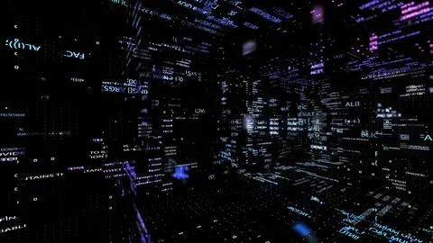 Immersive digital environment showcasing data processing and information flow Stock Illustration