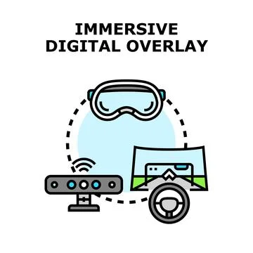 Immersive digital overlay virtual reality simulation concept イラスト素材
