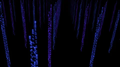 Immersive display showcasing a digital matrix code illuminated by blue and Stock Footage 276389871