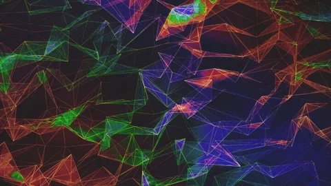 An immersive display of vibrant abstract animations featuring evolving shapes Stock Footage 316710692