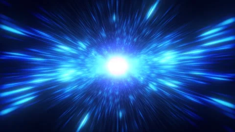 Immersive dive into an abstract realm of intense blue light Video stock 332120559