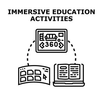 Immersive education activities concept virtual reality learning 스톡 일러스트