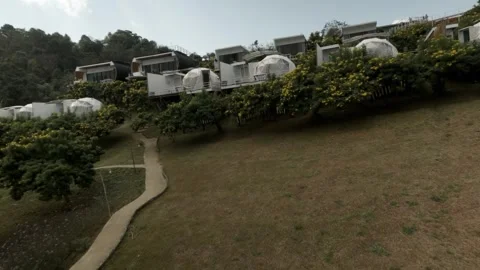 Immersive FPV Journey Through Geodesic Domes  Mae Cham Stock Footage 333690026
