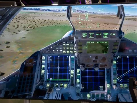 Immersive Helicopter Flight Simulation at Gamescom Expo Stock Photos