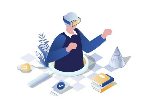 Immersive Learning Isometric Illustration Stock Illustration