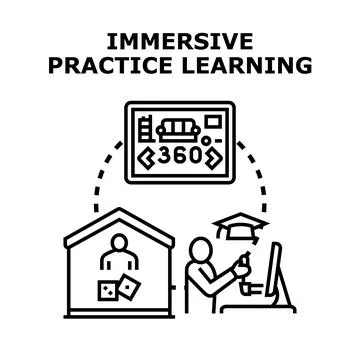 Immersive learning practice virtual reality experience concept Stock Illustration