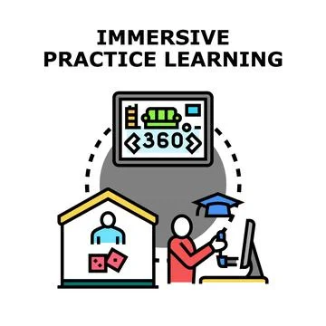 Immersive learning practice virtual reality experience concept Stock Illustration