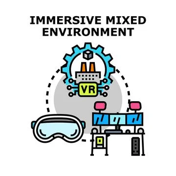 Immersive mixed environment virtual reality concept Illustrazione stock