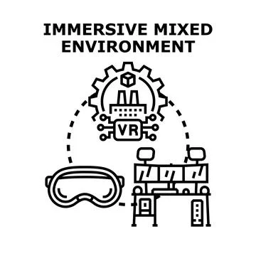 Immersive mixed environment virtual reality concept Stock Illustration