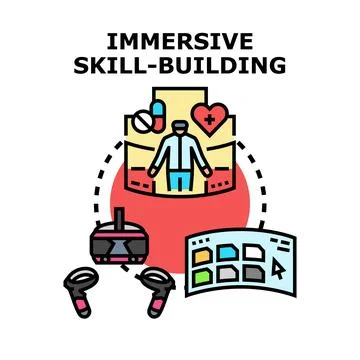 Immersive skill building with virtual reality technology and simulation Stock Illustration