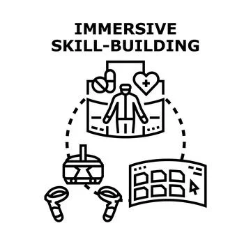 Immersive skill building with virtual reality technology and simulation Stock Illustration