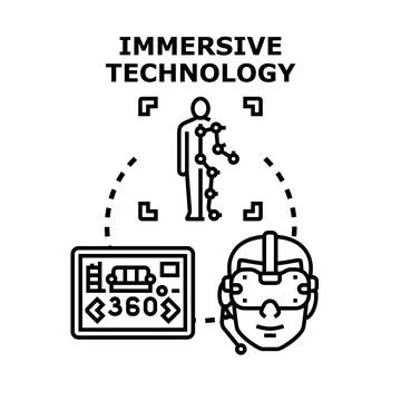 Immersive technology experiencing virtual reality design Stock Illustration