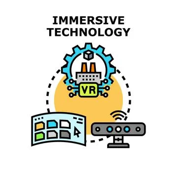 Immersive technology virtual reality system concept illustrating Illustration