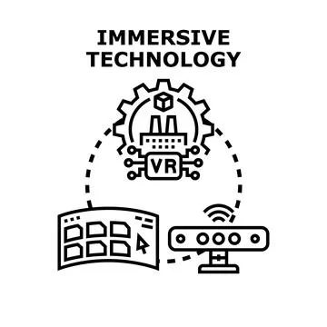 Immersive technology virtual reality system concept illustrating Stock Illustration