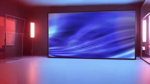 Immersive Virtual TV Studio Background Loop for Seamless Broadcasts Stock Footage 243515187
