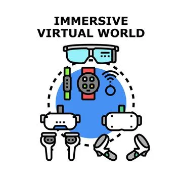 Immersive virtual world concept using modern technology devices イラスト素材