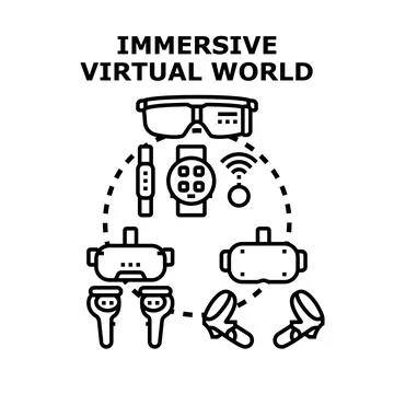 Immersive virtual world concept using modern technology devices イラスト素材