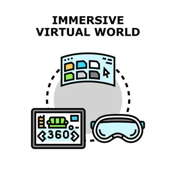 Immersive virtual world experience with vr technology イラスト素材
