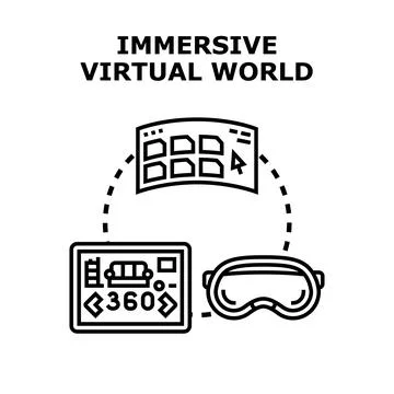 Immersive virtual world experience with vr technology Stock Illustration