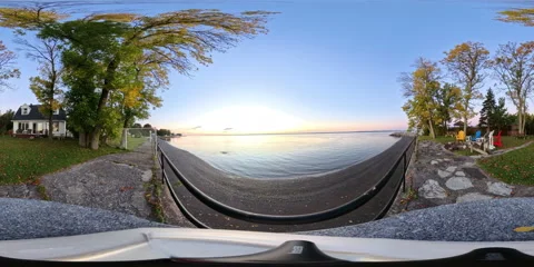 Immersive VR 360 Experience: Sunrise on the St. Lawrence River, Quebec Video stock 287194477