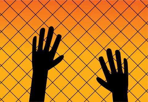 Immigrant background in silhouette style, vector Stock Illustration