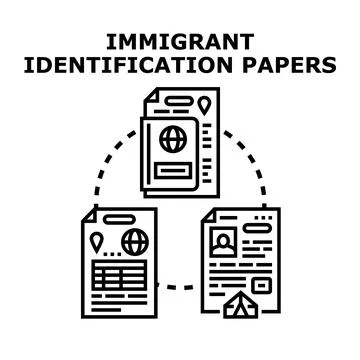 Immigrant identification papers with legal documents concept Stock Illustration