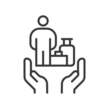 Immigrant inclusion icon in line design. migration, support, inclusion, society Stock Illustration