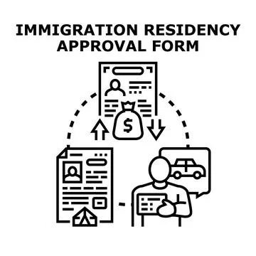 Immigrant residency approval form application process Stock Illustration