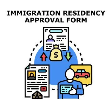 Immigrant residency approval form application process Stock Illustration