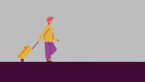 Immigrant with suitcase Video stock 219282279