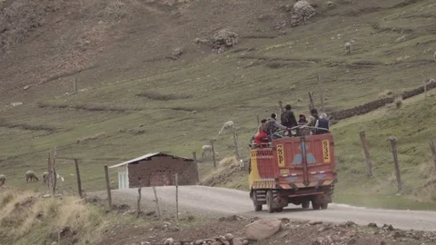 Immigrants travel in truck Stock Footage