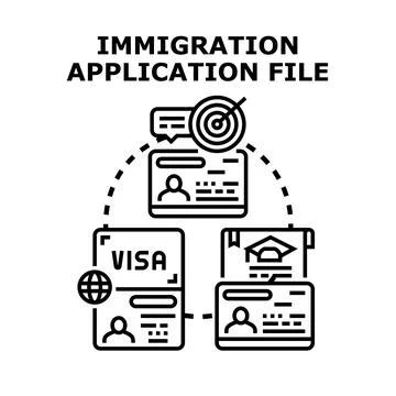 Immigration application file concept vector illustrating procedure Stock Illustration