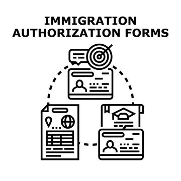Immigration authorization forms applying for permanent residence Stock Illustration