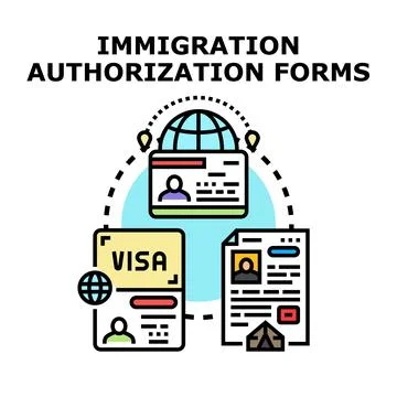 Immigration authorization forms for international travel and relocation Stock Illustration