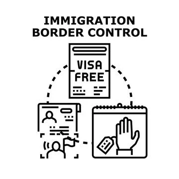 Immigration border control process and travel regulations Stock Illustration