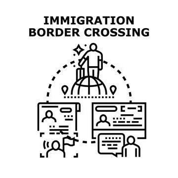 Immigration border crossing process vector concept Stock Illustration