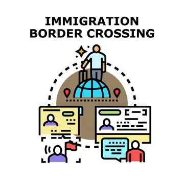 Immigration border crossing process vector concept Stock Illustration