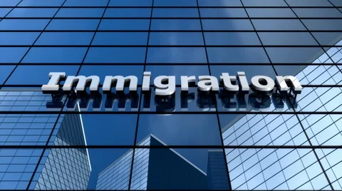 Immigration building, blue sky clouds time-lapse. Stock Footage 62072834